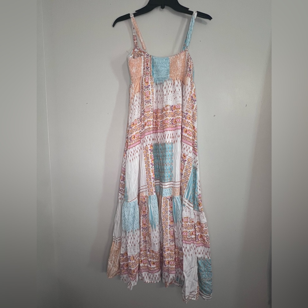 Millibon Boho Patchwork Midi Dress Spaghetti Stra… - image 2